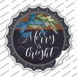 Merry And Bright Bow Wreath Novelty Bottle Cap Sticker Decal Small