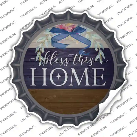 Bless This Home Bow Wreath Novelty Bottle Cap Sticker Decal Small