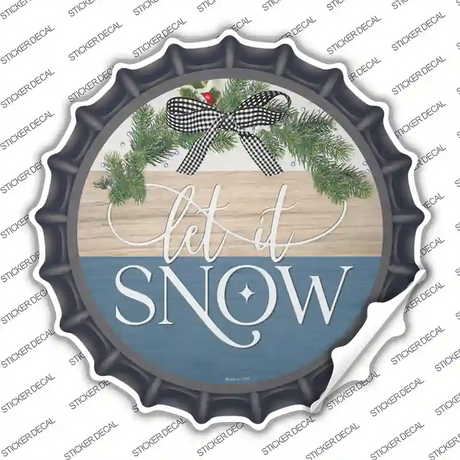 Let It Snow Bow Wreath Novelty Bottle Cap Sticker Decal Small