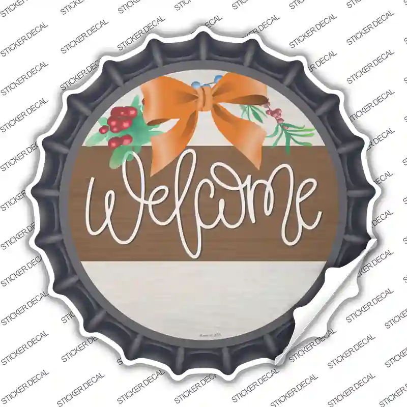 Welcome Bow Wreath Novelty Bottle Cap Sticker Decal