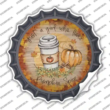 Pumpkin and Latte Novelty Bottle Cap Sticker Decal Small