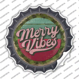 Merry Vibes Green Novelty Bottle Cap Sticker Decal Small