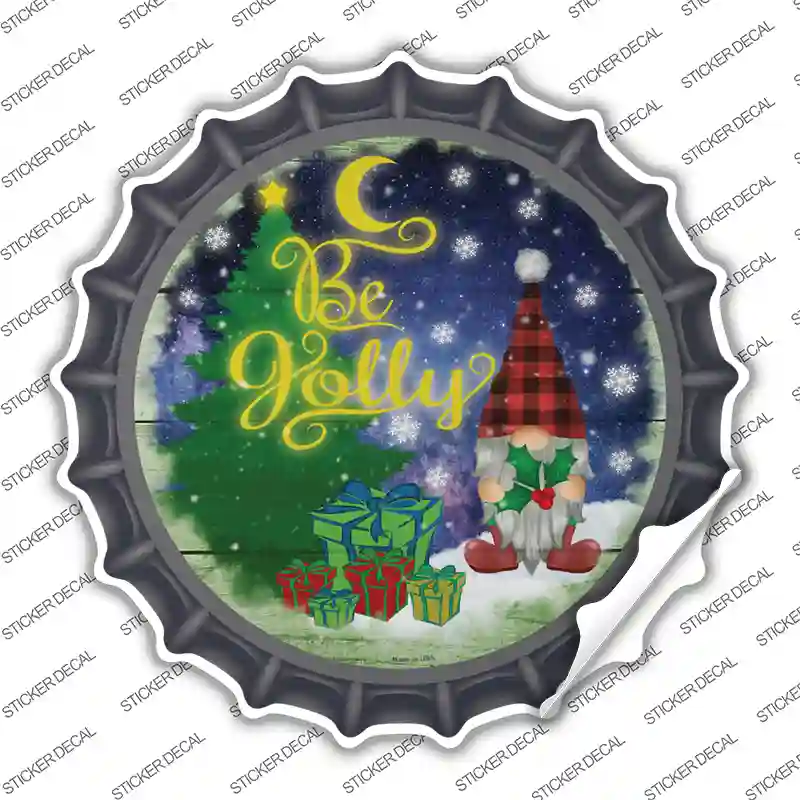 Be Jolly Gnome Novelty Bottle Cap Sticker Decal Small