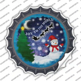 Joy to the World Snowman Novelty Bottle Cap Sticker Decal Small