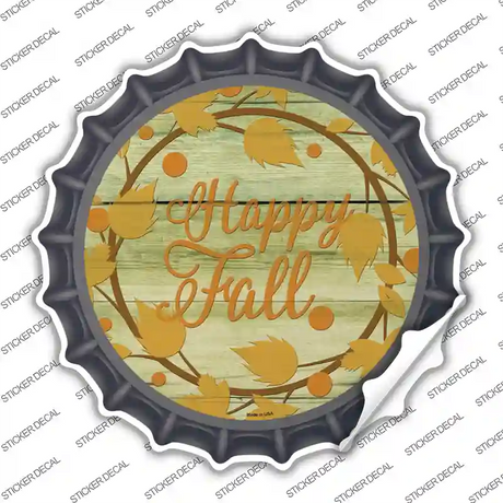 Happy Fall with Leaves Novelty Bottle Cap Sticker Decal Small