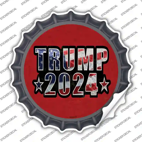 Trump 2024 American Flag Novelty Bottle Cap Sticker Decal Small