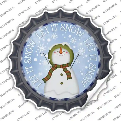 Let It Snow Snowman Novelty Bottle Cap Sticker Decal Small