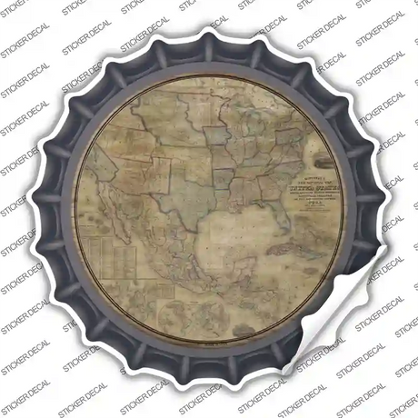 United States Map Novelty Bottle Cap Sticker Decal Small