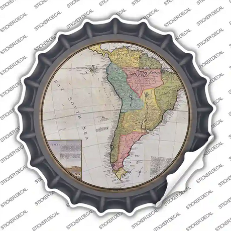 South America Map Novelty Bottle Cap Sticker Decal Small