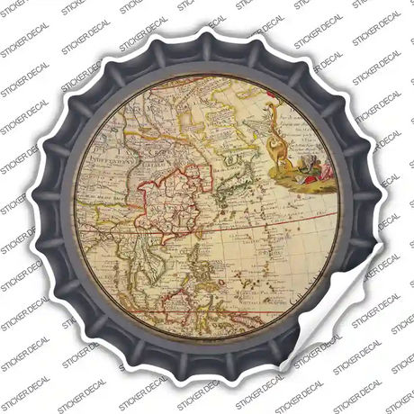 East Asia Map Novelty Bottle Cap Sticker Decal Small