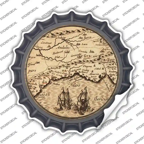 Southern Spain Map Novelty Bottle Cap Sticker Decal Small