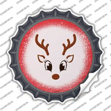 Red Reindeer Face Novelty Bottle Cap Sticker Decal Small