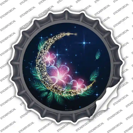 Moon and Flowers Novelty Bottle Cap Sticker Decal Small