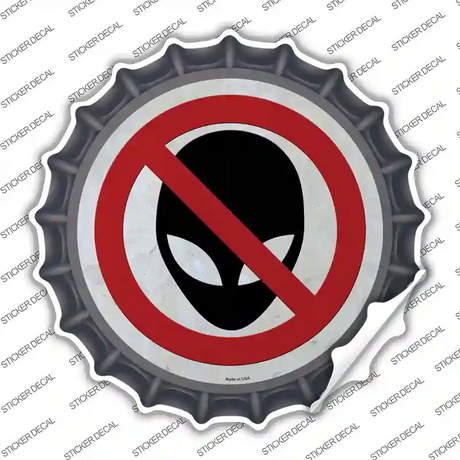 No Aliens Novelty Bottle Cap Sticker Decal Small