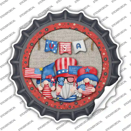 Gnomes USA Banner Novelty Bottle Cap Sticker Decal Small