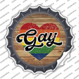 Gay Heart On Wood Novelty Bottle Cap Sticker Decal Small