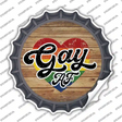 Gay AF Heart On Wood Novelty Bottle Cap Sticker Decal Small