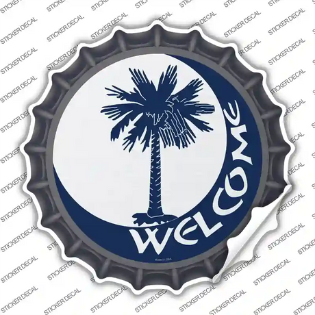 Welcome South Carolina Flag Novelty Bottle Cap Sticker Decal Small