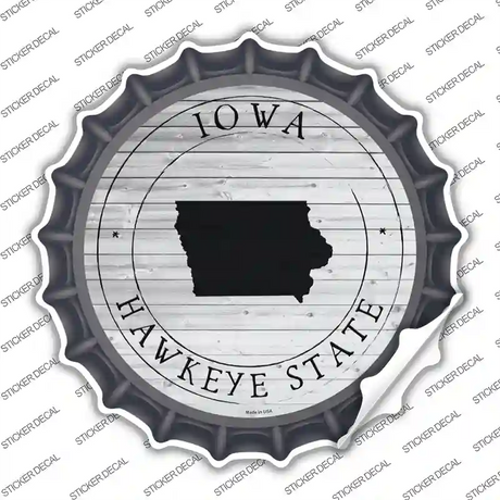 Iowa Hawkeye State Novelty Bottle Cap Sticker Decal Small