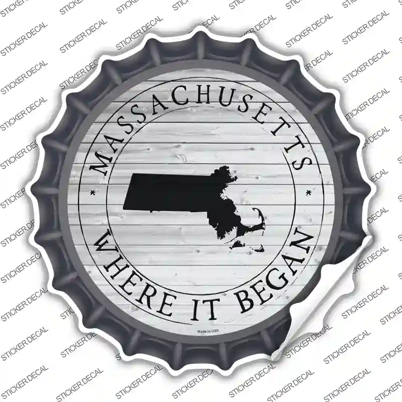 Massachusetts Where is Began Novelty Bottle Cap Sticker Decal Small