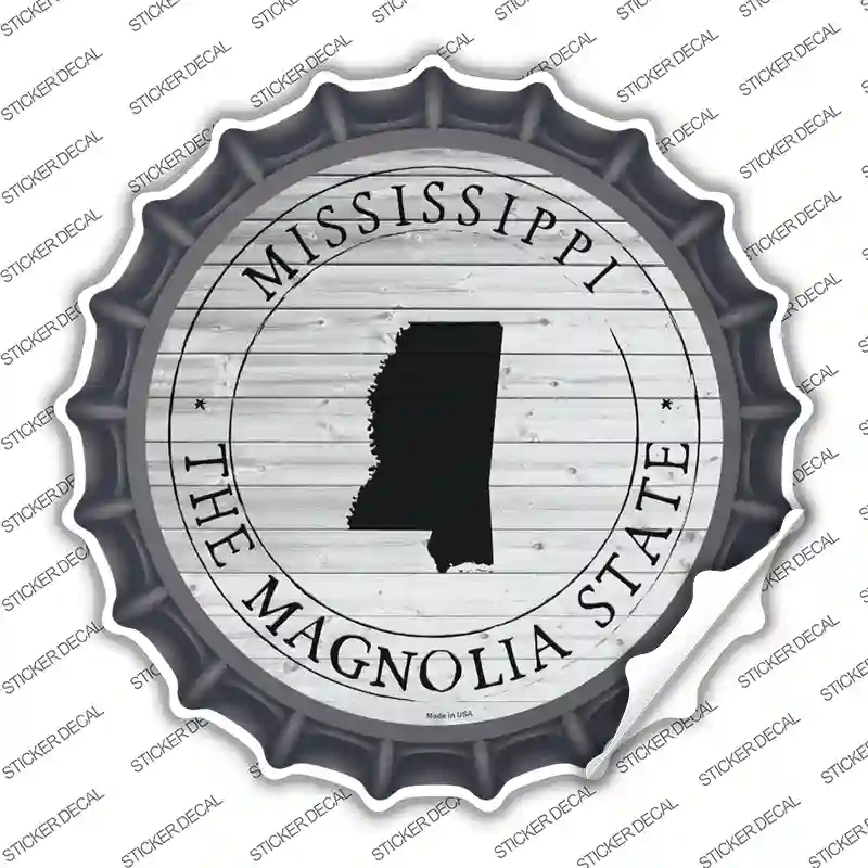 Mississippi Magnolia State Novelty Bottle Cap Sticker Decal Small