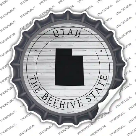 Utah Beehive State Novelty Bottle Cap Sticker Decal Small