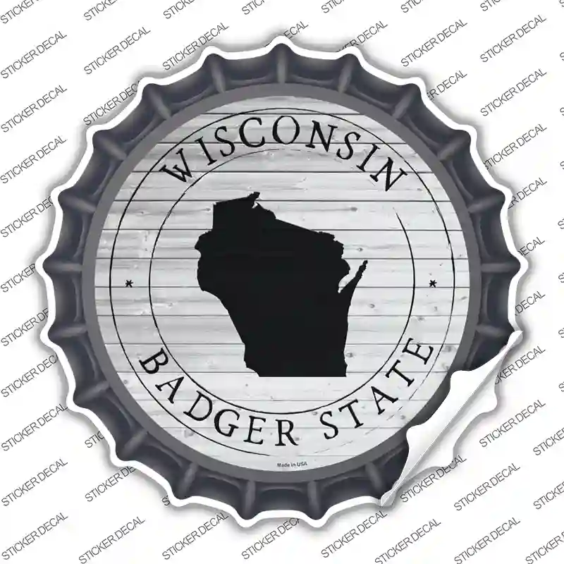 Wisconsin Badger State Novelty Bottle Cap Sticker Decal Small