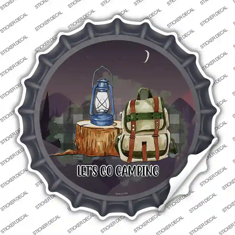 Lets Go Camping Novelty Bottle Cap Sticker Decal