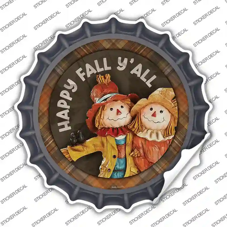 Happy Fall Yall Scarecrow Novelty Bottle Cap Sticker Decal Small