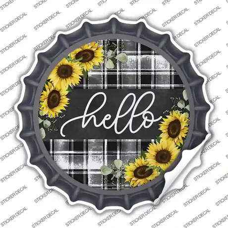 Hello Sunflowers Novelty Bottle Cap Sticker Decal Small