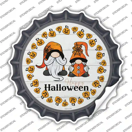 Happy Halloween Pumpkin Spooky Gnomes Novelty Bottle Cap Sticker Decal Small