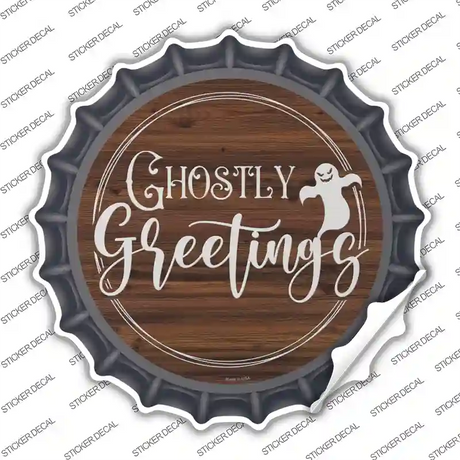 Ghostly Greetings Novelty Bottle Cap Sticker Decal Small