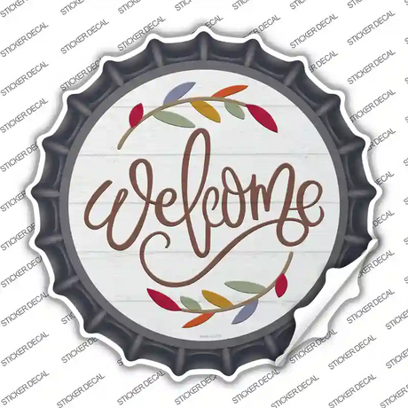 Welcome Leaves Novelty Bottle Cap Sticker Decal Small