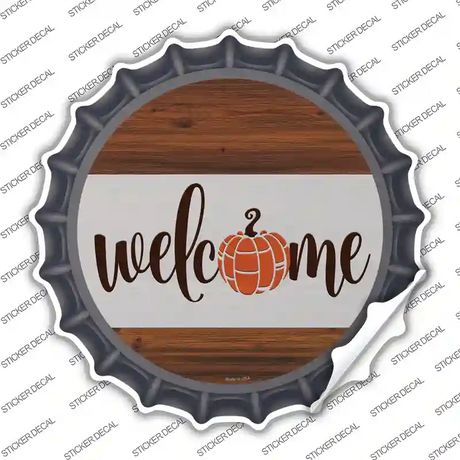 Welcome Pumpkin Wood Novelty Bottle Cap Sticker Decal Small