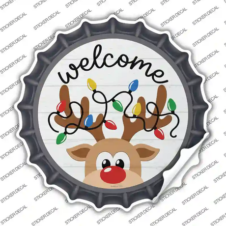 Welcome Reindeer Novelty Bottle Cap Sticker Decal Small