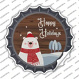 Happy Holidays Polar Bear Novelty Bottle Cap Sticker Decal Small