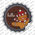 Gingerbread Man Says Hello Novelty Bottle Cap Sticker Decal Small