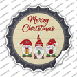 Merry Christmas Gnomes Tan Novelty Bottle Cap Sticker Decal Small