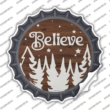 Believe Winter Silhouette Novelty Bottle Cap Sticker Decal Small