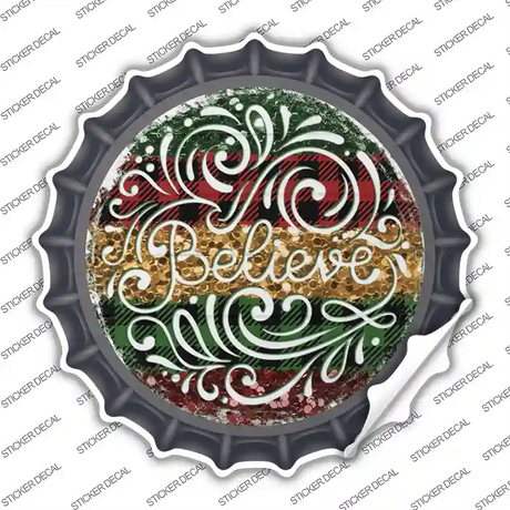 Believe Christmas Novelty Bottle Cap Sticker Decal Small