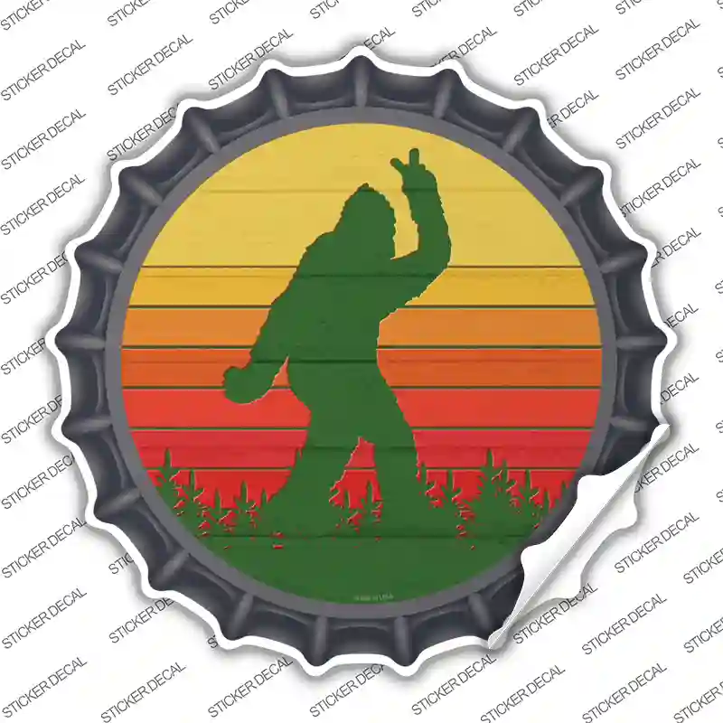 Bigfoot Peace Novelty Bottle Cap Sticker Decal Small