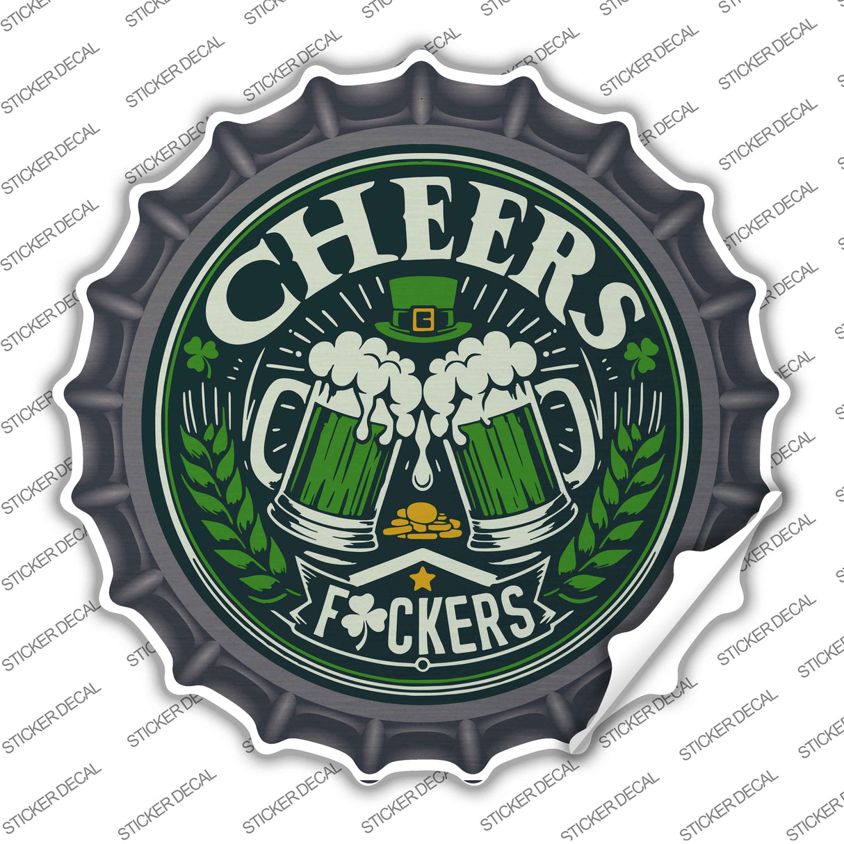 Cheers Fuckers Novelty Bottle Cap Sticker Decal BC-2053s