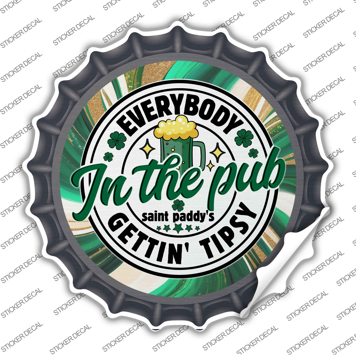 Everybody Getting Tipsy Novelty Bottle Cap Sticker Decal BC-2054s