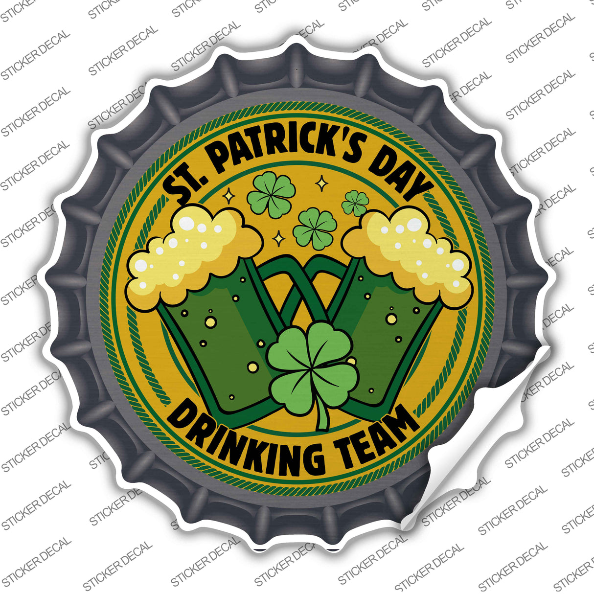 St Patricks Day Drinking Team Novelty Bottle Cap Sticker Decal BC-2055s