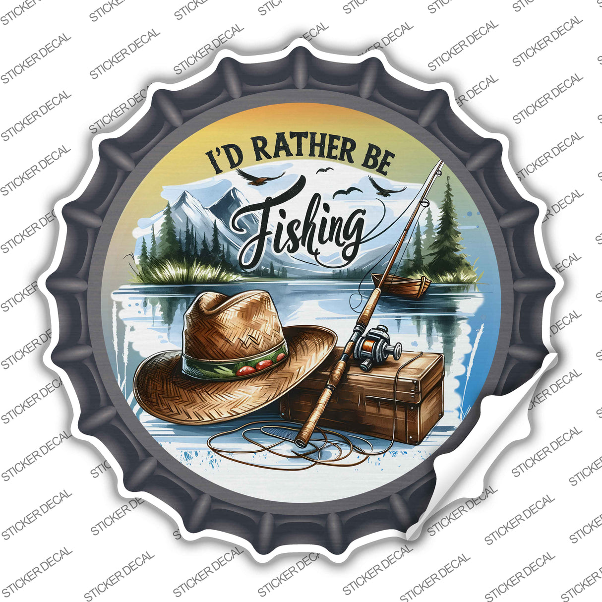 Id Rather Be Fishing Novelty Bottle Cap Sticker Decal BC-2058s