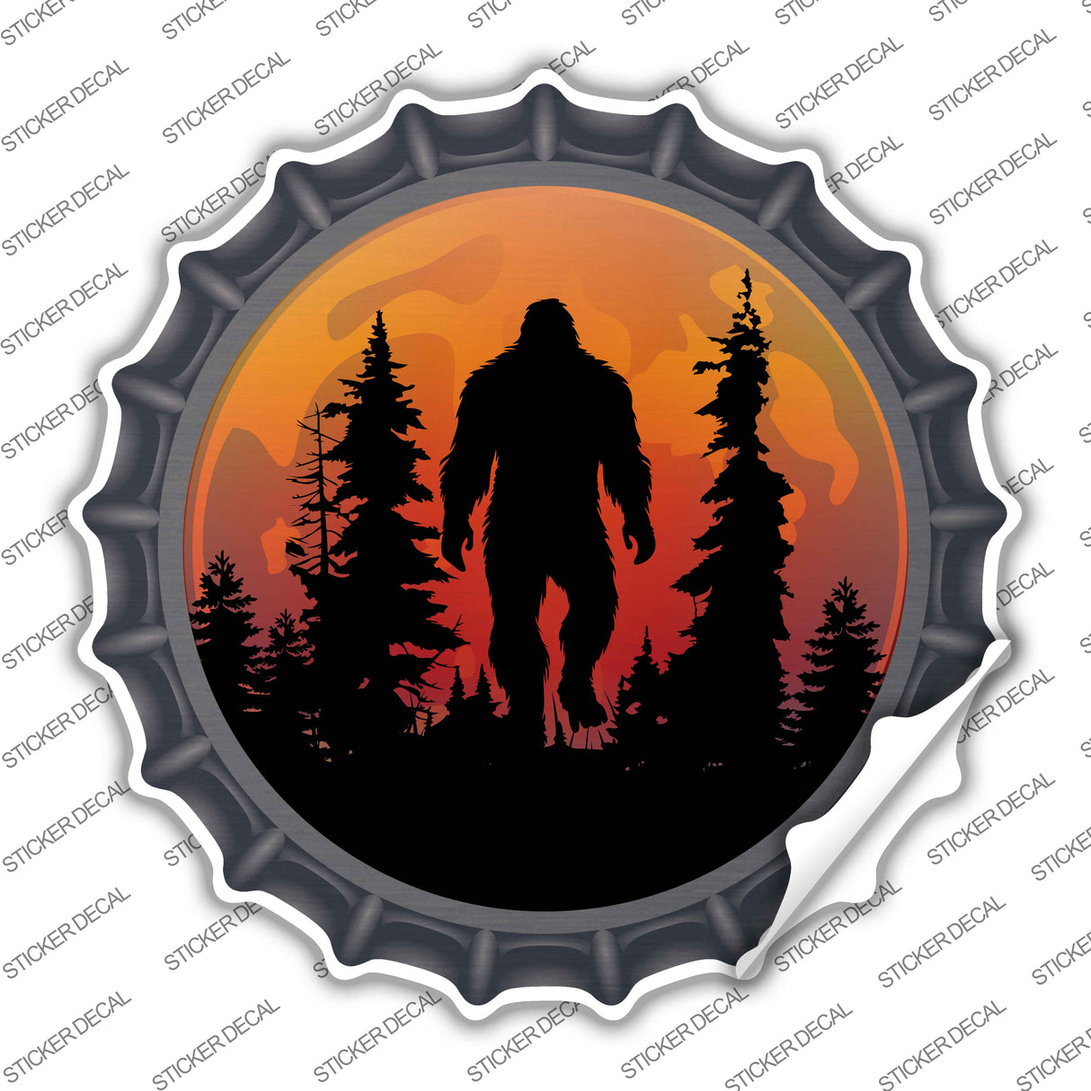 Bigfoot Silhouette on Moon Novelty Bottle Cap Sticker Decal BC-2061s