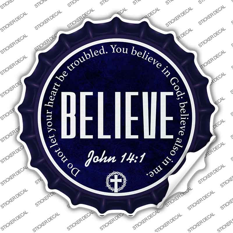 Believe Bible Verse Novelty Bottle Cap Sticker Decal BC-2103s