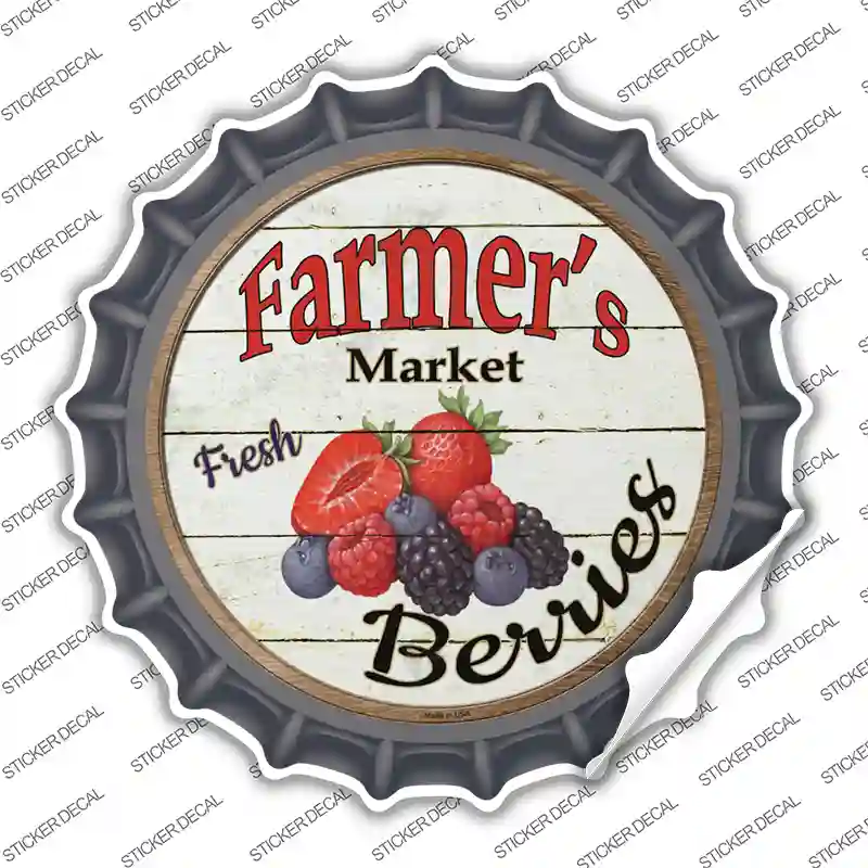 Farmers Market Berries Novelty Bottle Cap Sticker Decal Small