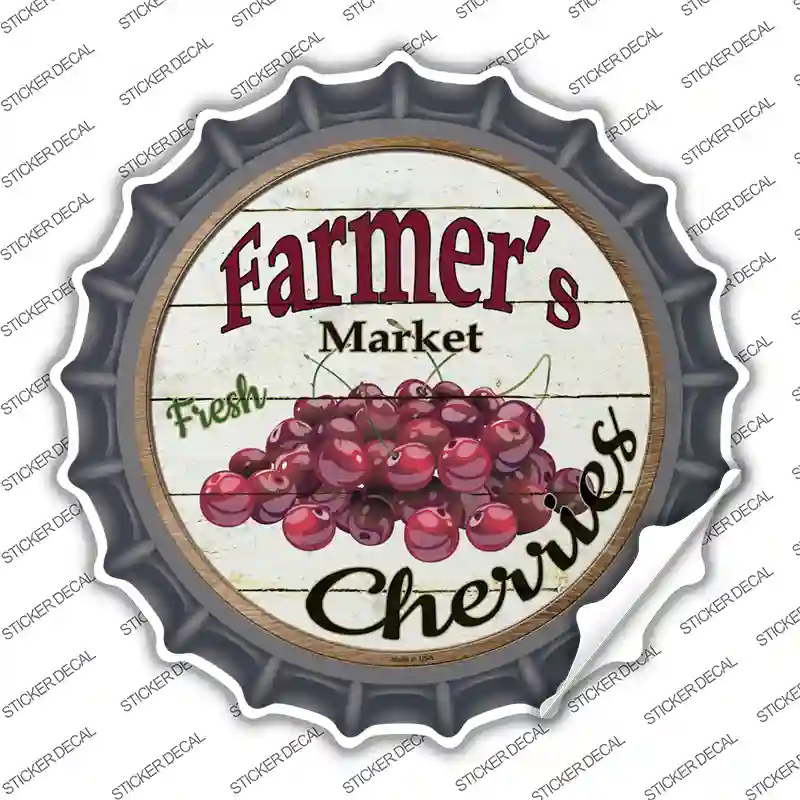 Farmers Market Cherries Novelty Bottle Cap Sticker Decal Small