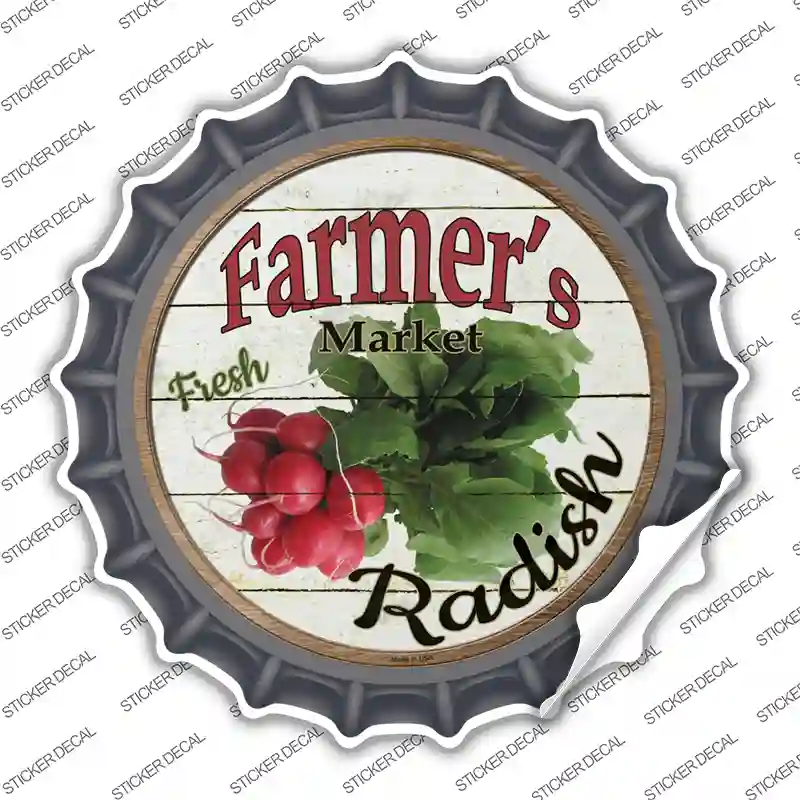 Farmers Market Radish Novelty Bottle Cap Sticker Decal Small